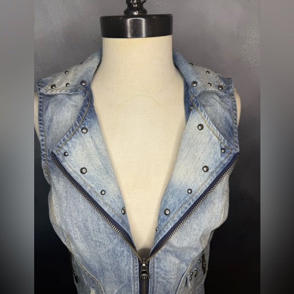 Harley-Davidson Distressed Denim Vest – Size S - Picture 3 of 16